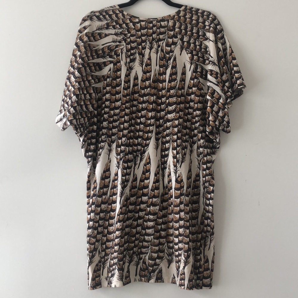 New Eley Kishimoto 100% cotton feather graphic dolman sleeve mini shirt dress - Picture 5 of 7